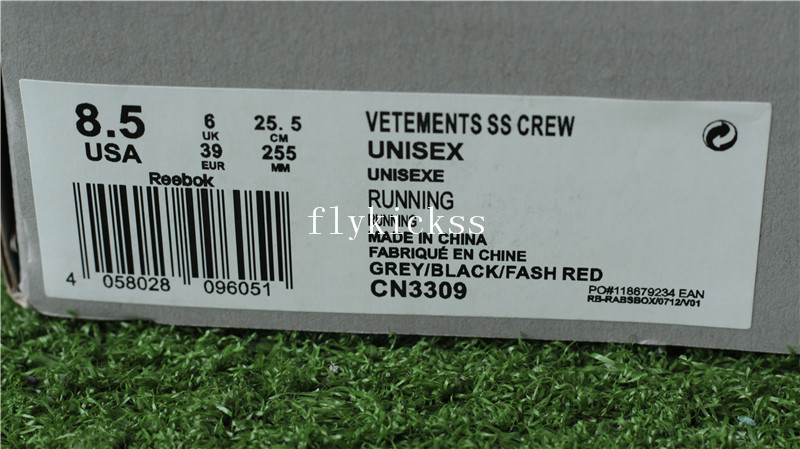 Vetement x Reebok Sock Trainer Dropping Grey